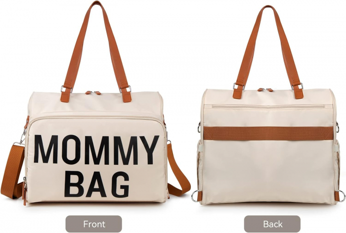 Geantă de voiaj tip rucsac Mommy Bag Cracos – Model Multifuncțional, 40x38x18 cm, Crem [5]