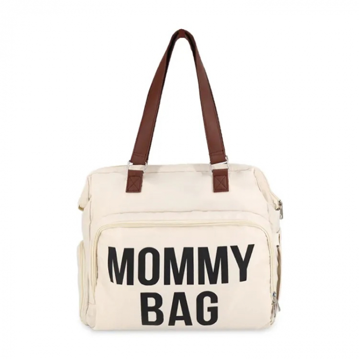 Geantă de voiaj tip rucsac Mommy Bag Cracos – Model Multifuncțional, 40x38x18 cm, Crem [3]