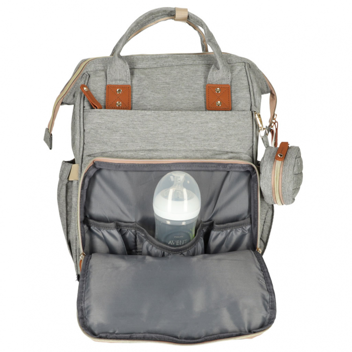 Geantă de voiaj tip rucsac Mommy Bag Cracos – pat portabil & saltea de înfășat, gri [3]