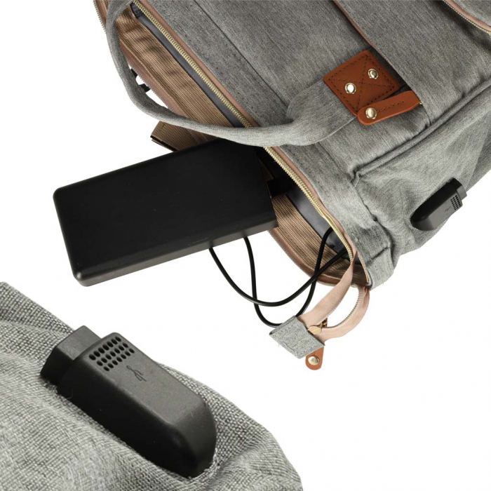 Geantă de voiaj tip rucsac Mommy Bag Cracos – pat portabil & saltea de înfășat, gri [6]