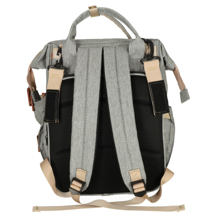 Geantă de voiaj tip rucsac Mommy Bag Cracos – pat portabil & saltea de înfășat, gri [5]