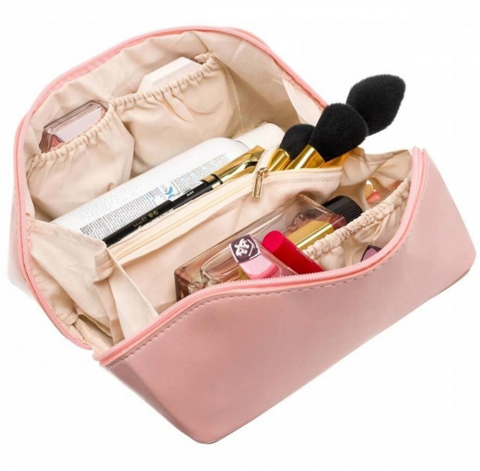 Geanta organizatoare cosmetice si parfumuri, Tecos, cu maner, ideal pentru travel sau bagaj de cala, roz [9]