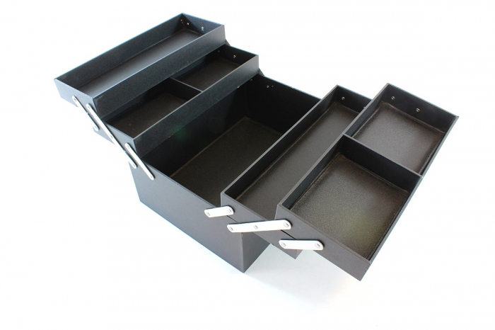 Geanta profesionala pentru cosmetice sau depozitare, Tecos®, negru, dimensiuni 27.5 cm x 21 cm x 17.5 cm, 1 compartiment principal si 4 secundare, ideala pentru calatorii sau activitati profesionale [4]