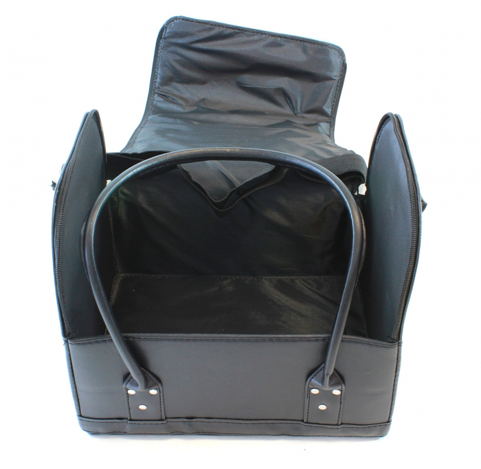 Geanta profesionala pentru cosmetice sau depozitare, Tecos®, negru, dimensiuni 27.5 cm x 21 cm x 17.5 cm, 1 compartiment principal si 4 secundare, ideala pentru calatorii sau activitati profesionale [6]