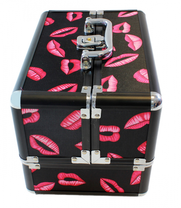 Geanta profesionala pentru cosmetice sau depozitare, Tecos, multicolor cu insertii de aluminiu, dimensiuni 25 cm x 17 cm x 17 cm, 1 compartiment principal si 4 secundare, ideala pentru calatorii sau a [2]