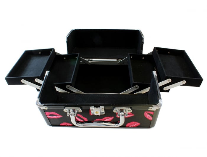 Geanta profesionala pentru cosmetice sau depozitare, Tecos, multicolor cu insertii de aluminiu, dimensiuni 25 cm x 17 cm x 17 cm, 1 compartiment principal si 4 secundare, ideala pentru calatorii sau a [4]