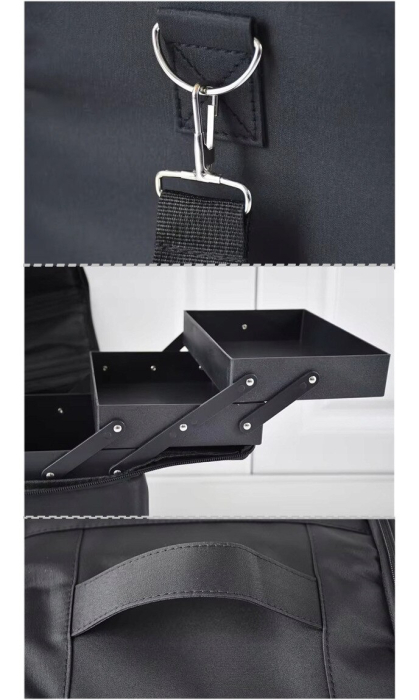 Trusă profesională de cosmetice negru cu sertare extensibile și compartimente – organizator make-up [4]