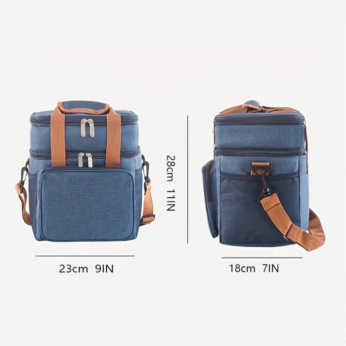 Geanta termoizolanta pentru picnic sau camping, Tecos, 15L, dimensiuni 28 x 23 x 18 cm, albastru [5]