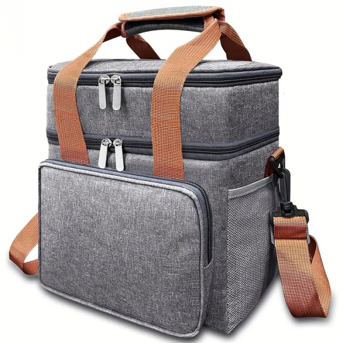 Geanta termoizolanta pentru picnic sau camping, Tecos, 15L, dimensiuni 28 x 23 x 18 cm, gri [6]