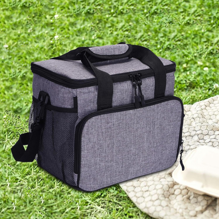 Geanta termoizolanta pentru picnic sau camping, Tecos, 15L, dimensiuni 30 x 22 x 21 cm, gri [5]