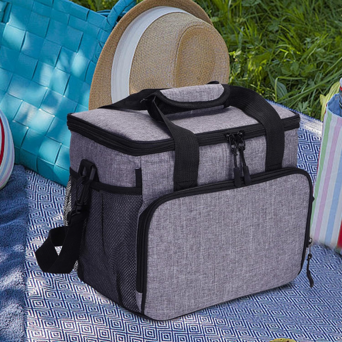 Geanta termoizolanta pentru picnic sau camping, Tecos, 15L, dimensiuni 30 x 22 x 21 cm, gri [6]