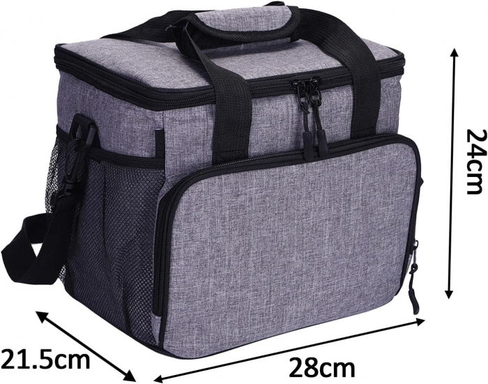 Geanta termoizolanta pentru picnic sau camping, Tecos, 15L, dimensiuni 30 x 22 x 21 cm, gri [4]
