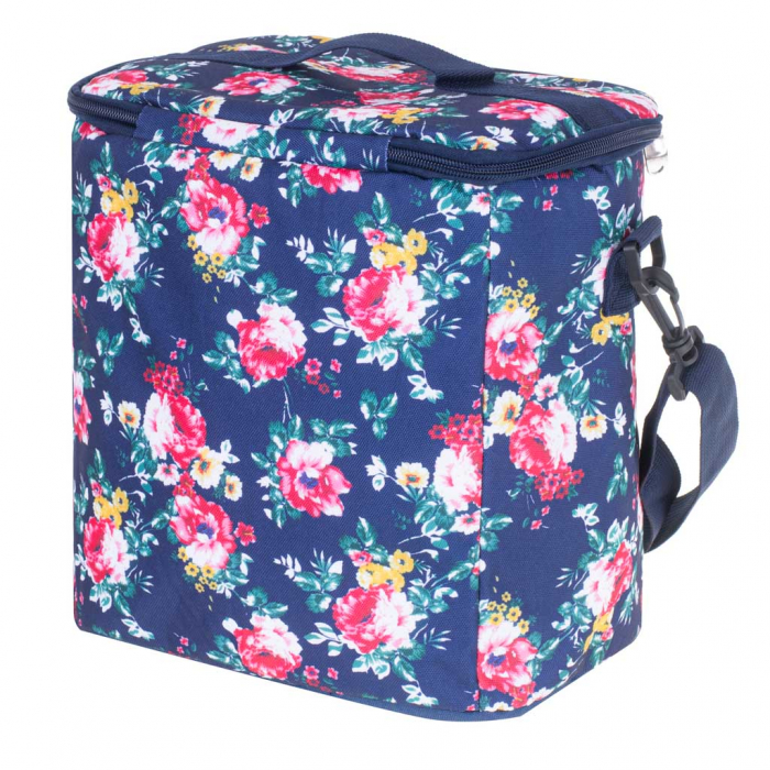 Geanta termoizolanta pentru picnic sau plaja, capacitate 11l, culoare Albastra cu flori [6]