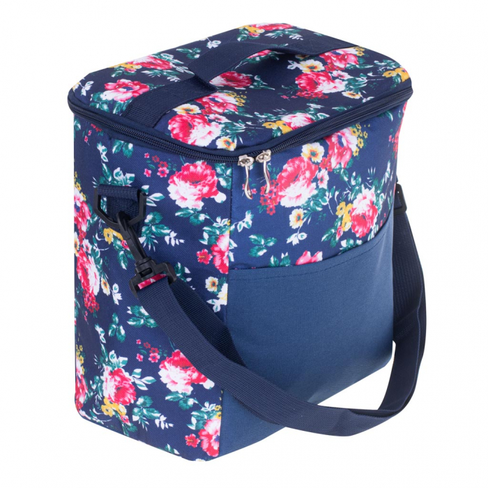 Geanta termoizolanta pentru picnic sau plaja, capacitate 11l, culoare Albastra cu flori [5]