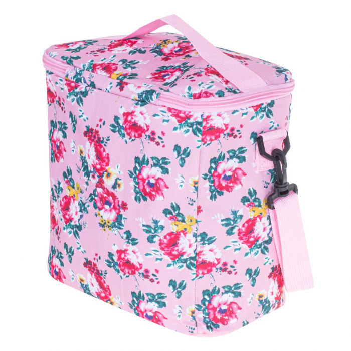 Geanta termoizolanta pentru picnic sau plaja, capacitate 11l, culoare Roz cu flori [7]