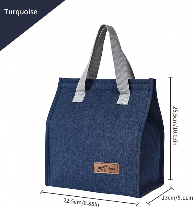 Geanta termoizolanta, Tecos, cooler bag pentru transport alimente si camping, impermeabila, izolata cu aluminiu, dimensiuni 22.5x13 cm, capacitate 3.3 L, albastru [3]