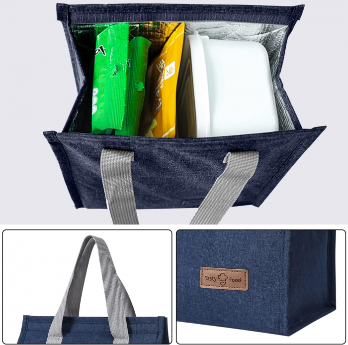 Geanta termoizolanta, Tecos, cooler bag pentru transport alimente si camping, impermeabila, izolata cu aluminiu, dimensiuni 22.5x13 cm, capacitate 3.3 L, albastru [4]