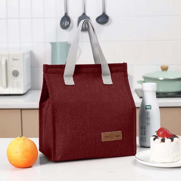 Geanta termoizolanta, Tecos, cooler bag pentru transport alimente si camping, impermeabila, izolata cu aluminiu, dimensiuni 22.5x13 cm, capacitate 3.3 L, rosu [2]