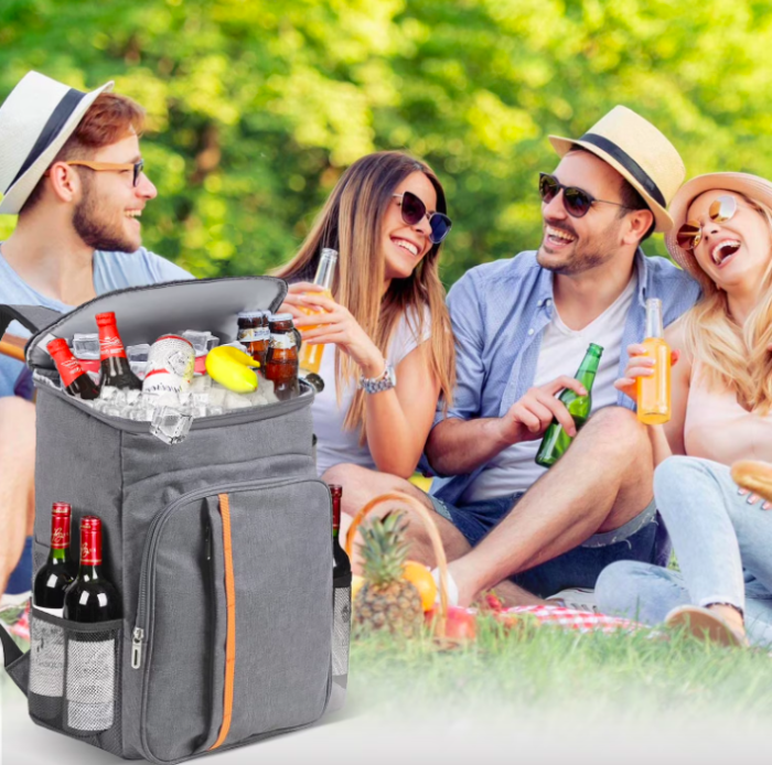 Geantă termoizolantă tip rucsac Tecos 18L – Ideală pentru Picnic & Camping, gri [6]