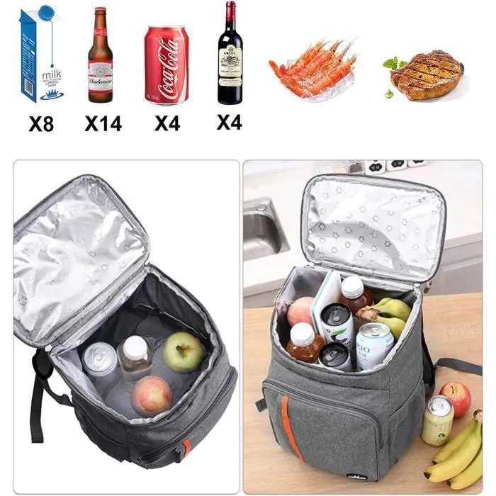 Geantă termoizolantă tip rucsac Tecos 18L – Ideală pentru Picnic & Camping, gri [2]