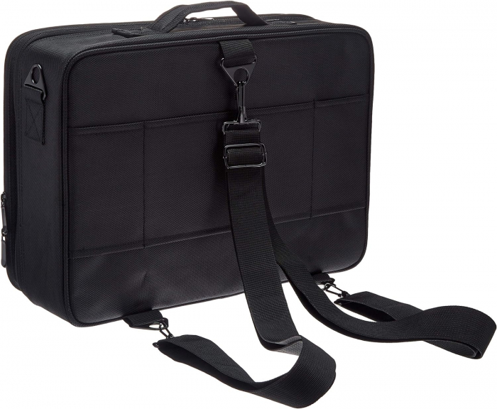 Geanta textila de voiaj pentru cosmetice, Tecos, dimensiuni 40x 29x 13 cm, fermoar dublu, multiple compartimente, negru [5]