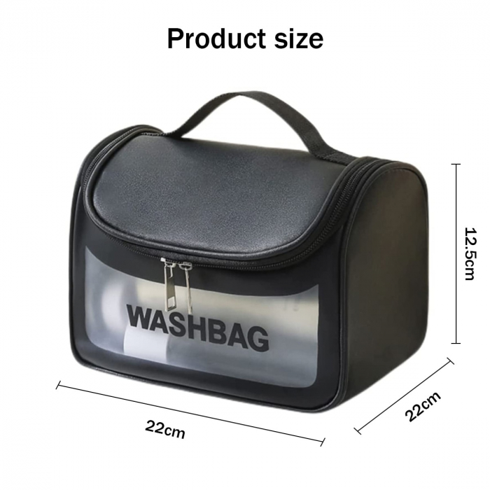 Geanta voiaj pentru cosmetice, Tecos®, dimensiuni 22x22x12.5 cm, impermeabila, negru [3]