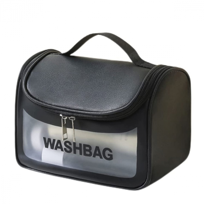 Geanta voiaj pentru cosmetice, Tecos®, dimensiuni 22x22x12.5 cm, impermeabila, negru [4]
