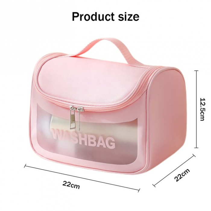 Geanta voiaj pentru cosmetice, Tecos®, dimensiuni 22x22x12.5 cm, impermeabila, roz [2]