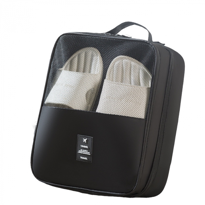 Organizator depozitare incaltaminte si alte accesorii, Tecos, 2 compartimente, ideal pentru troller sau valiza, dimensiuni 23*13.5*30cm, rezistent la apa, negru [1]