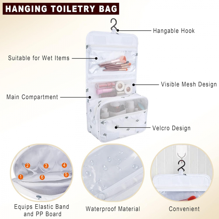 Organizator pentru bagaje format din 8 piese, dimensiuni diferite, perfect pentru troller sau valiza, alb [7]