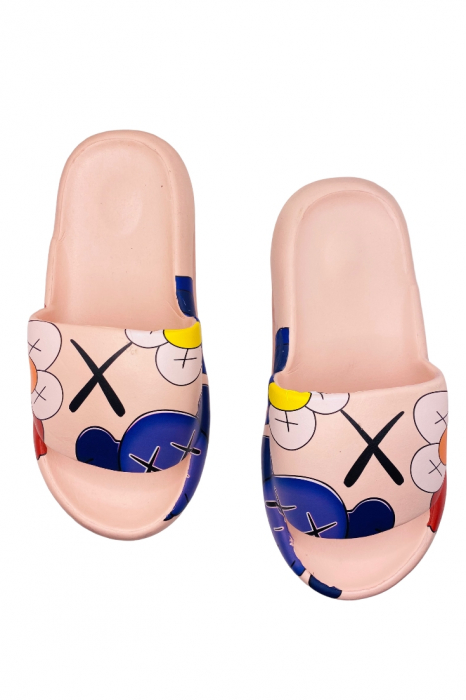 Papuci comozi de plaja sau piscina, model grafitti, roz, mărimea 36-37, 23 centimetri [4]