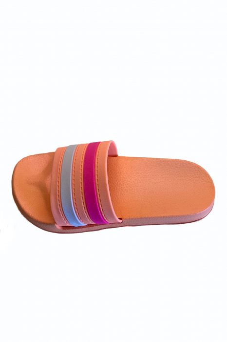 Papuci dama , portocaliu, marime 41, bareta multicolora [2]