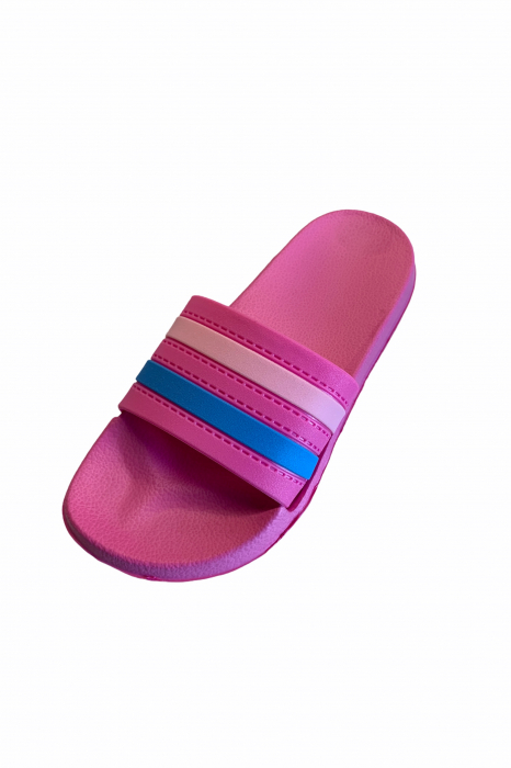 Papuci dama , roz, marime 41, bareta multicolora [5]