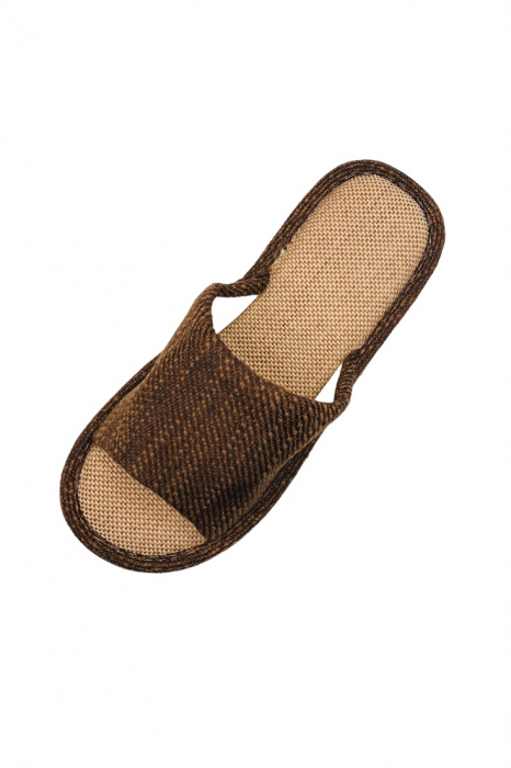 Papuci de casa decupati pentru barbati, TECOS, maro, marime 40-41, 27 centimetri, talpa moale [4]