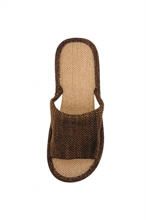 Papuci de casa decupati pentru barbati, TECOS, maro, marime 40-41, 27 centimetri, talpa moale [3]