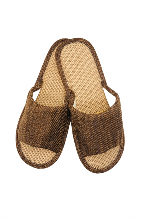 Papuci de casa decupati pentru barbati, TECOS, maro, marime 40-41, 27 centimetri, talpa moale [1]