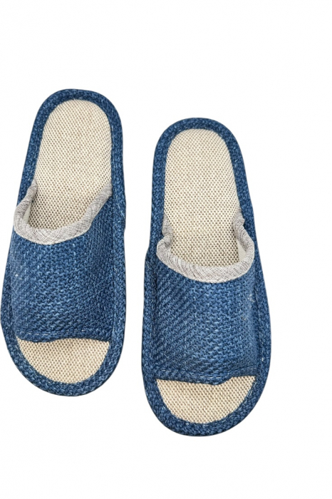 Papuci de casa decupati pentru barbati, Tecos®, marime 40-41, albastru, talpa foarte comoda, 27 centimetri [6]