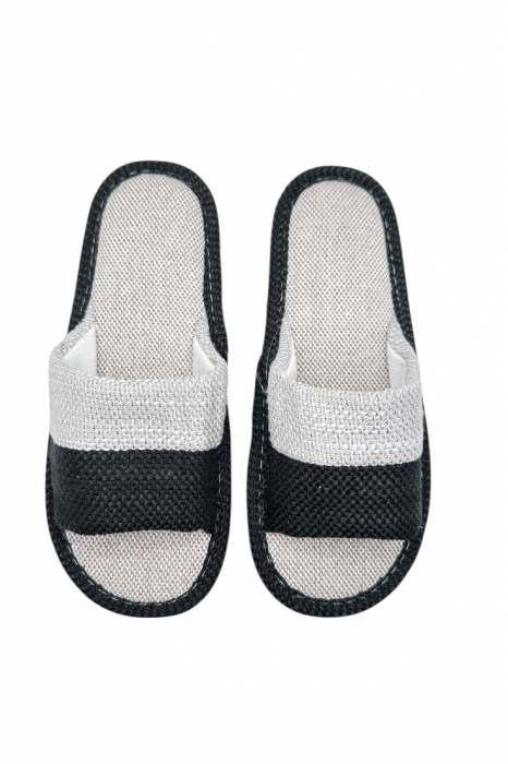 Papuci de casa decupati pentru barbati, Tecos®, marime 40-41, negru, talpa foarte comoda, 27 centimetri [6]