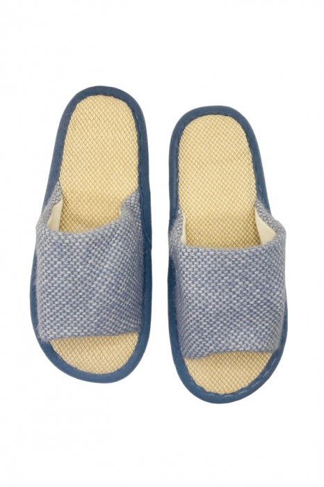 Papuci de casa decupati pentru barbati, TECOS, albastru, marime 40-41, talpa foarte comoda, 27 centimetri [5]