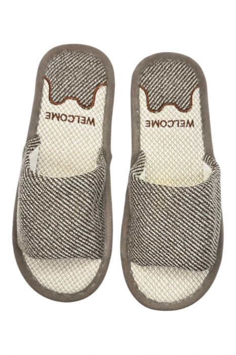 Șlapi de casă unisex din material textil cu design modern [4]