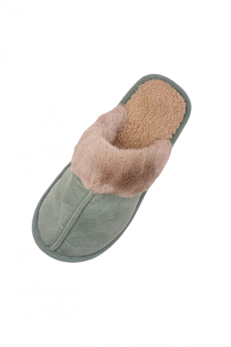 Papuci de casa imblaniti pentru adulti, TECOS, marime 36-37, verde, foarte caldurosi, 23 centimetri [3]