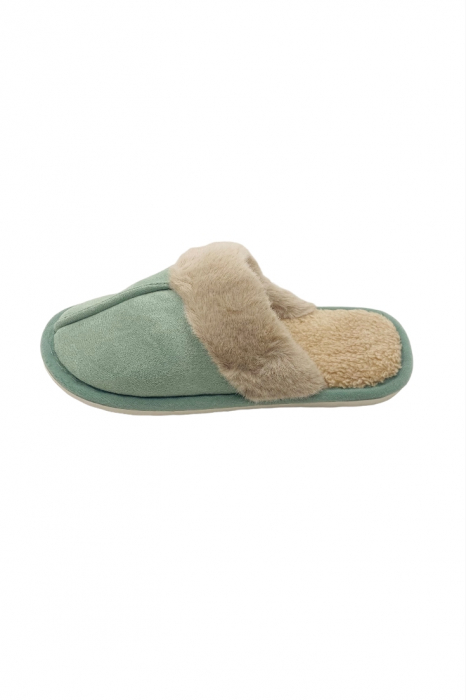 Papuci de casa imblaniti pentru adulti, TECOS, marime 36-37, verde, foarte caldurosi, 23 centimetri [2]