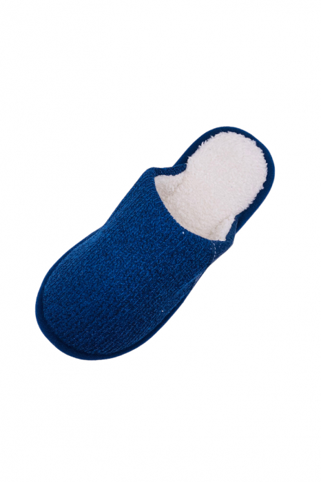 Papuci de casa imblaniti pentru adulti, TECOS, marime 40-41, albastru, foarte caldurosi, 27 centimetri [3]