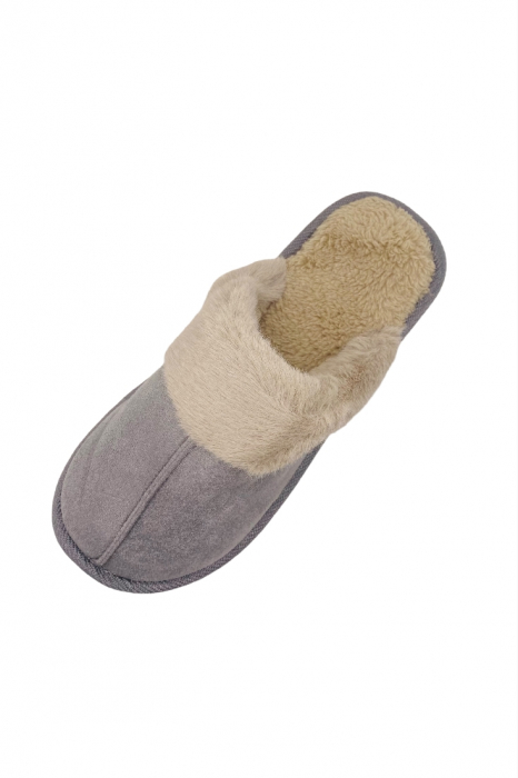 Papuci de casa imblaniti pentru adulti, TECOS, marime 40-41, gri, foarte caldurosi, 26 centimetri [4]