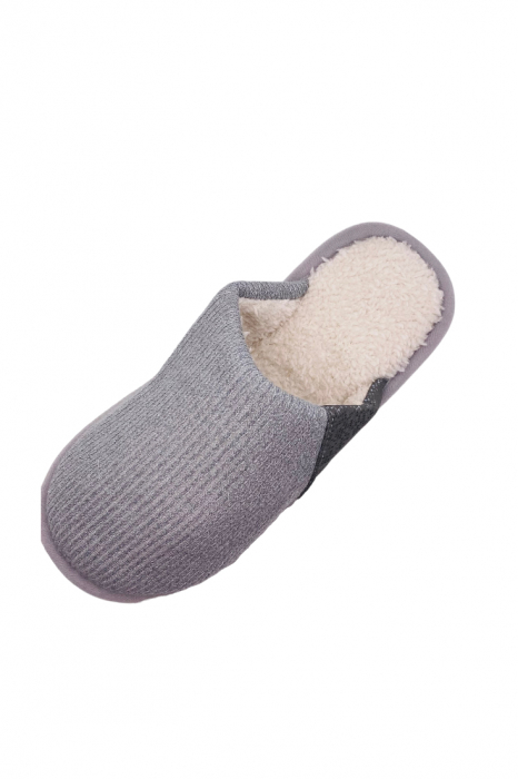 Papuci de casa imblaniti pentru adulti, TECOS, marime 40-41, gri, foarte caldurosi, 27 centimetri [3]
