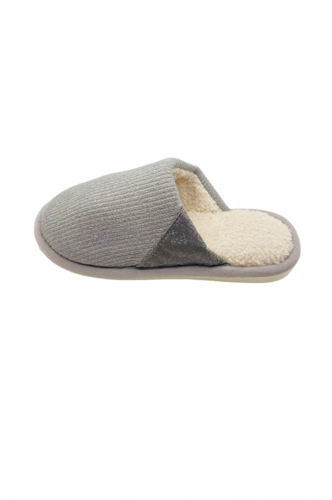 Papuci de casa imblaniti pentru adulti, TECOS, marime 40-41, gri, foarte caldurosi, 27 centimetri [2]