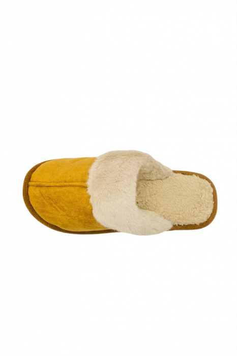 Papuci de casa imblaniti pentru adulti, TECOS, marime 40-41, maro, foarte caldurosi, 26 centimetri [3]