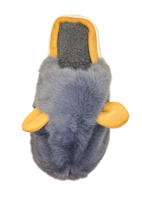 Papuci de casa imblaniti pentru barbati, TECOS, marime 40-41, albastru, foarte caldurosi, 27 centimetri [4]