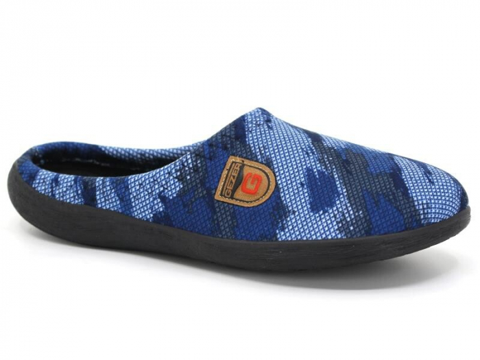 Papuci de casa pentru barbati, albastru cu imprimeu camuflaj, marime 41, 26 centimetri, comozi si caldurosi [5]