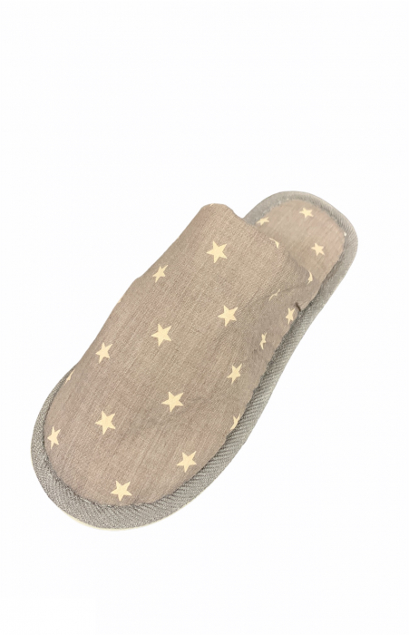Papuci de casa pentru barbati, material textil, gri, imprimeu stelute, marime 42-43 [5]